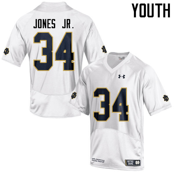Youth #34 Tony Jones Jr. Notre Dame Fighting Irish College Football Jerseys-White